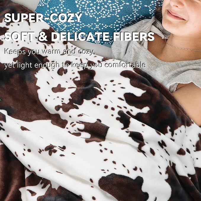Cow Print Baby Blanket for Kids, Ultra-Soft Warm Cute Toddler Crib Blanket for Nursery Stroller Car Bed, Cow Print Gifts for Boys Girls Birthday, 40x50 Inches