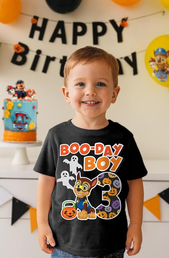 Paw Patrol Chase 3rd Birthday Boy Shirt - Toddler T-Shirt Gift Outfit for Party - Clothes for 3 Year Old Boys