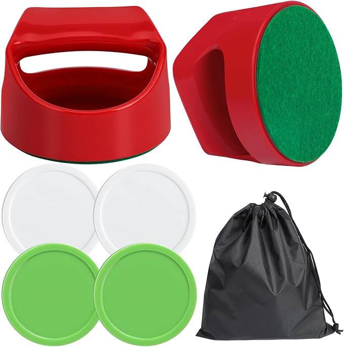 Coopay Air Hockey Pucks and Paddles - 2 Hockey Pushers & 4 Large Hockey Pucks with Nylon Storage Bag, Great Goal Handles Pushers Replacement Accessories for Game Tables