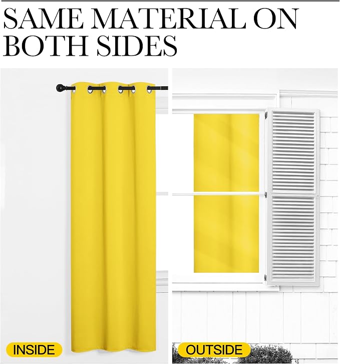 NICETOWN Bright Yellow Curtains 120" Long for Office, Dining, Guest Room, 55" Wide, 2 Pieces, Sound Reducing Heat and Cold Block Curtain Panels for Modern Decorative