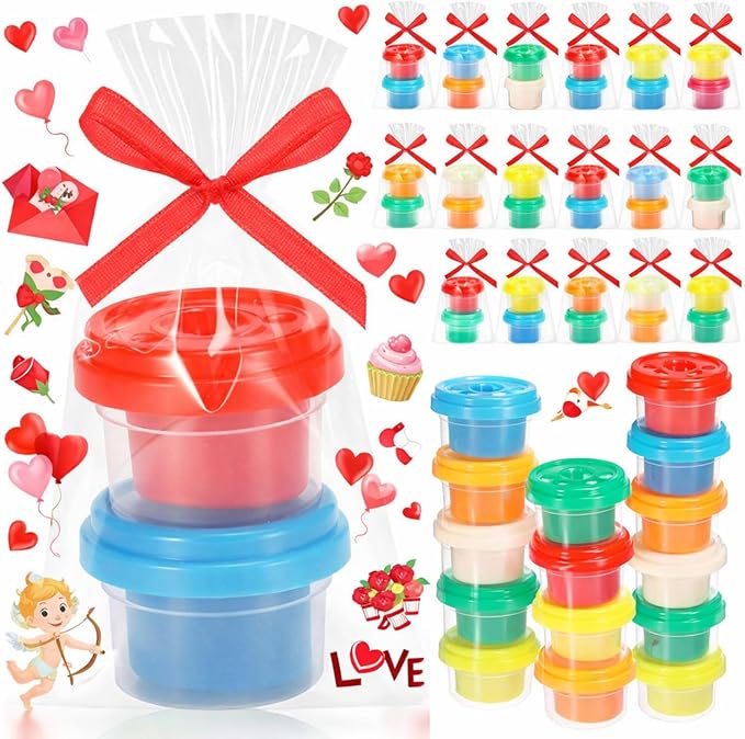 Blosssound 18 Sets Valentines Air Dry Clay Gifts Valentines Day Air Dry Clay Party Favors DIY Clays Craft Kit for Classroom Exchange Gifts Goodie Bags Stuffers Supplies