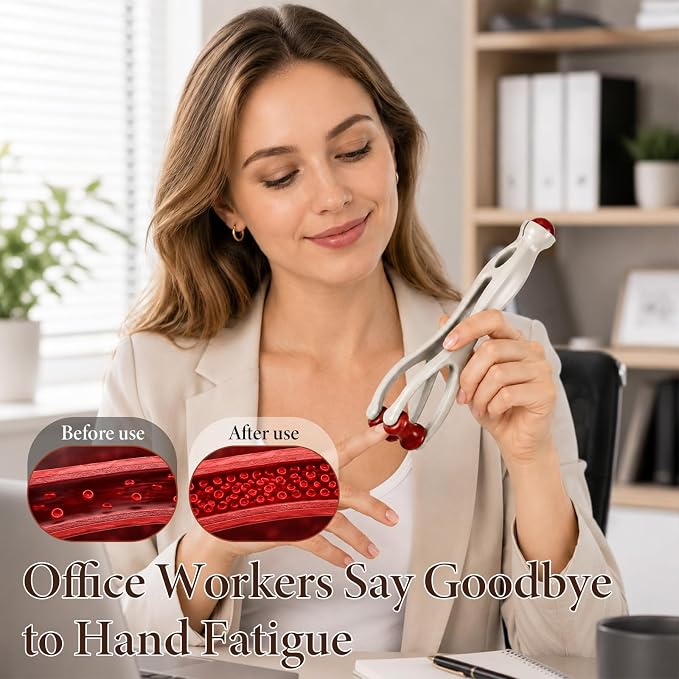 2-in-1 Jade Roller Finger Massager Hand Massager for Fatigue, Arthritis and Carpal Tunnel Relief Dual-Sided Finger Massage Roller Therapy Tool for Hand, Wrist, Palm Pain Fit Seniors Men Women