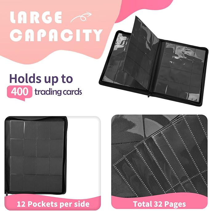 Premium 1000+ Pockets Trading Card Binder, 16-Pocket Ringless Side-Loading Album for TCG, MTG, Lorcana, Sports & Standard-Size Cards