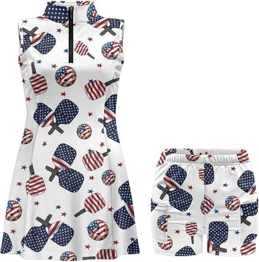 Golf Dress Tennis Dresses for Women with Built in Shorts and Pockets Sleeveless Athletic Dress Workout Dress