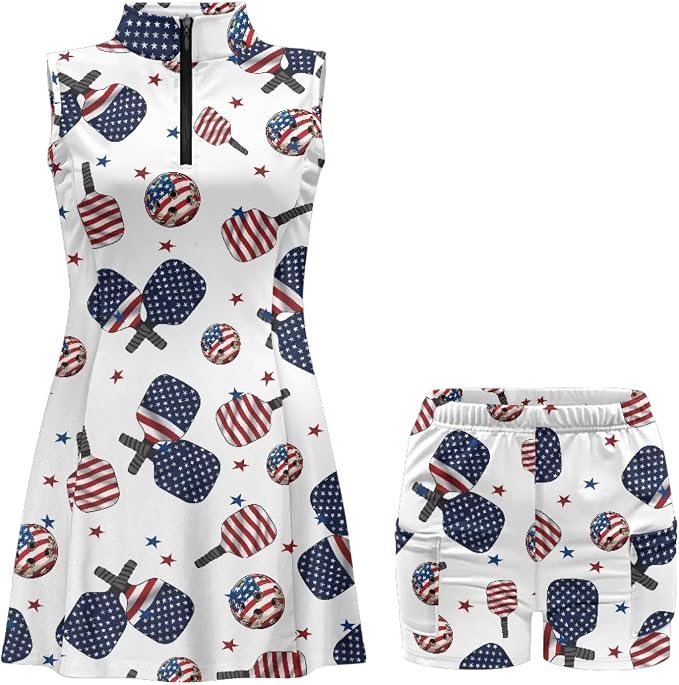 Golf Dress Tennis Dresses for Women with Built in Shorts and Pockets Sleeveless Athletic Dress Workout Dress