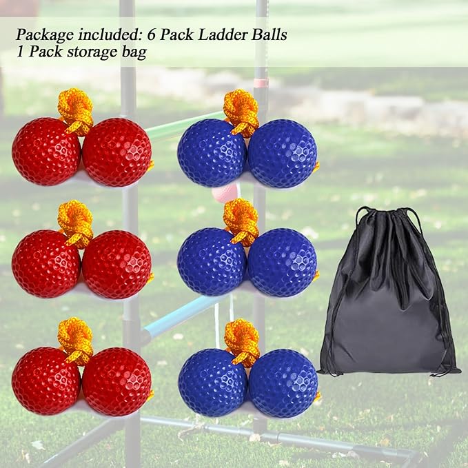 Ladder Ball Ladder Toss Balls Set Replacement Balls for Toss Match, Set of 6 with Storage Bag (Red & Blue)