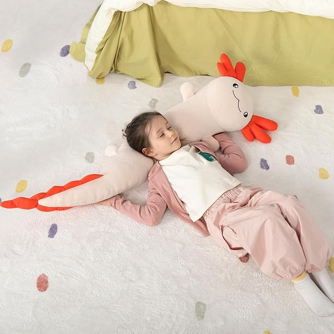MaoGoLan Giant Axolotl Plush Toy Stuffed Animal, Huge Axolotl Body Pillow for Kids Girl Boy, Big Salamander Plush Glow in The Dark, Birthday Valentine Christmas Party Gifts Pink