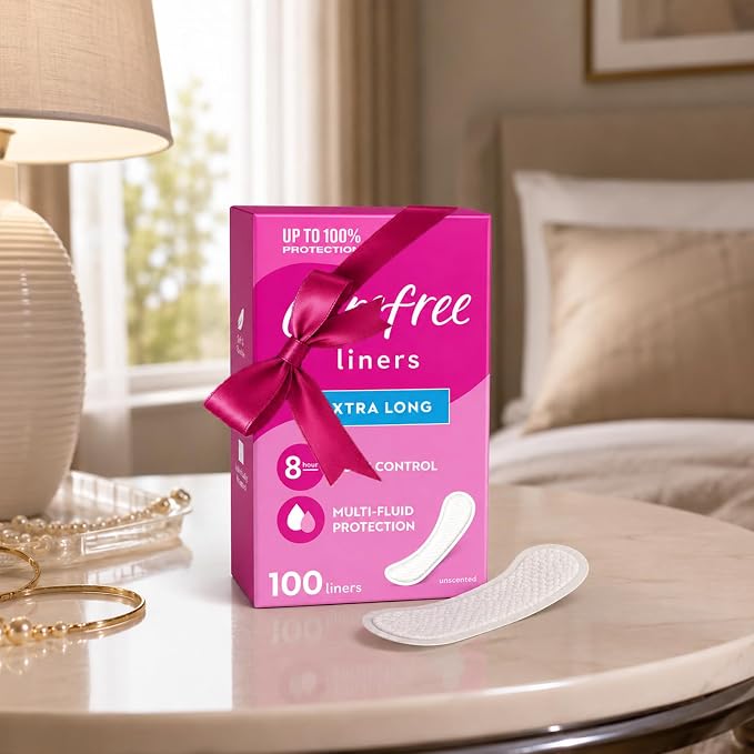 100 Count - Free Care Panty Liners for Women, with Carefree All Day Protection, Unscented, Unwrapped, Soft Breathable Daily Protection for Freshness and Comfort
