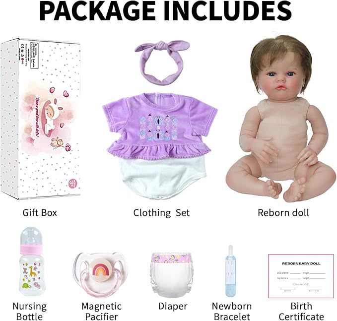 SCOM Realistic Reborn Baby Dolls with Baby Accessories - 20 inch Lifelike Baby Doll Girl, Soft Vinyl Body & Handmade Silicone Limbs, Toddler for Age 3+ Interactive Toy,Birthday Gift