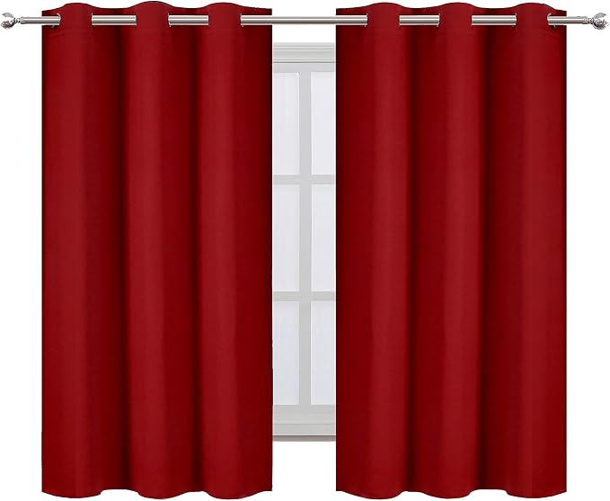 LEMOMO Red Thermal Blackout Curtains/38 x 54 Inch/Set of 2 Panels Room Darkening Curtains for Bedroom