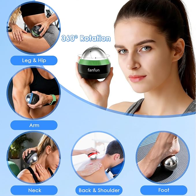 Massage Ice Roller Ball - Cold & Heat Therapy Roller for Deep Tissue Massage Pain Relief, Plantar Fasciitis Roller (Black & Green)