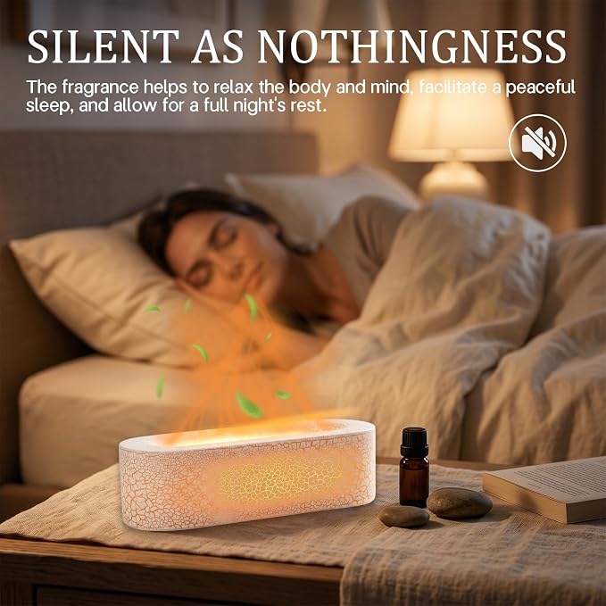 150ml Flame Essential Oil Diffuser Ultrasonic Cool Mist Humidifier | 7 color LED lights, 3 timing settings & waterless auto shutoff; ideal aromatherapy decor for bedroom, office & yoga room