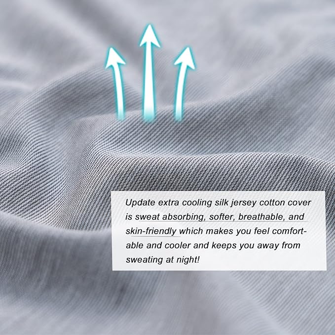 Meiz Pregnancy Pillow Cooling Cover, U Shaped Pregnancy Pillows Cover, Cooling Silky Jersey Cover, Grey