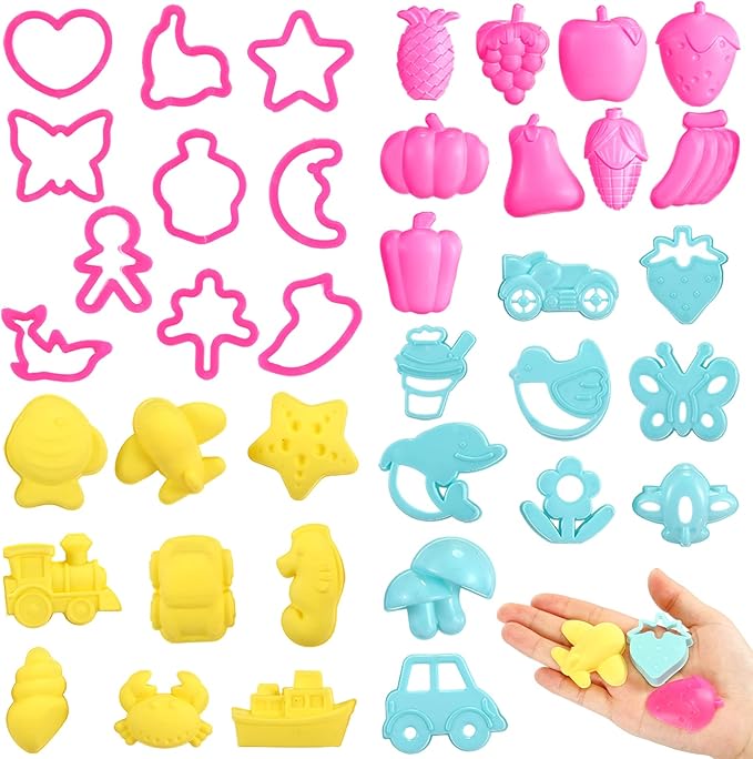 40 Pieces Play Tools and Cutters Play Set Accessories Various Plastic Colorful Molds and Shapes, Party Pack Playset for Air Dry Clay