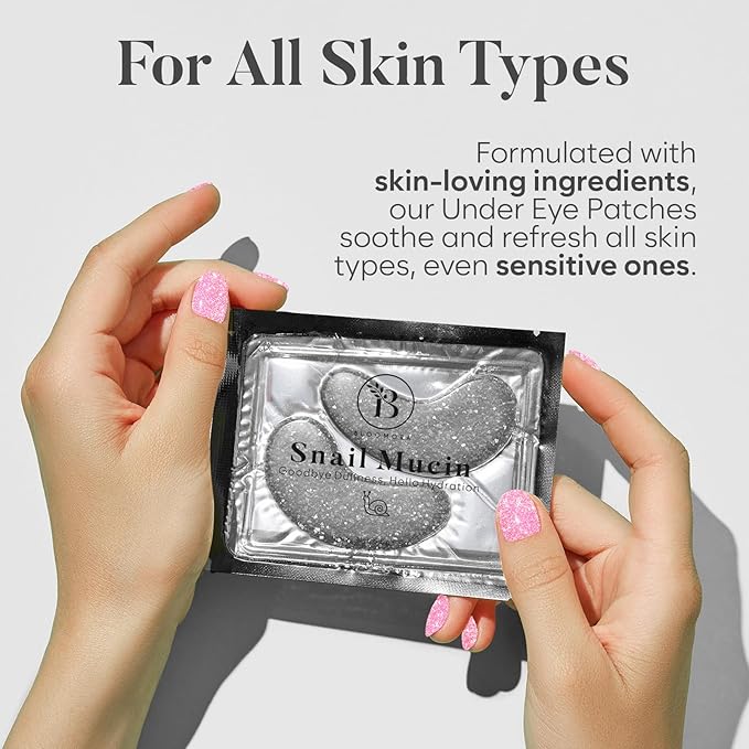 BLOOMORA Snail Mucin Under Eye Patches (30 PAIRS), For Puffy Eyes and Dark Circles, Under Eye Mask with Hyaluronic Acid & Hydrolyzed Collagen, Deeply Hydrating Formula, Patch Yeux