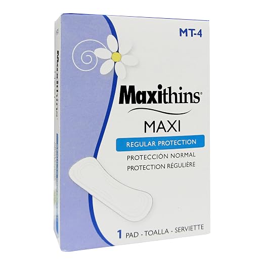 HOSPECO Maxithins Vended Sanitary Napkins #4, Maxi, 250 Individually Boxed Napkins/carton