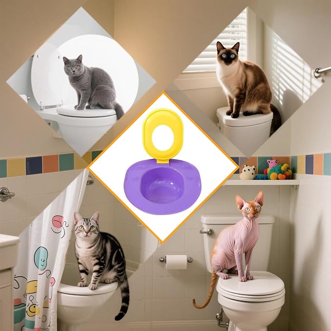Cat Potty Toilet Training Kit, Removable Cat Toilet Seat Training Kit, Portable Safe Urinal Pottys with Slip Proof Edges, Reusable Urinal Potty, for Kitten Pet RV House Travel Home