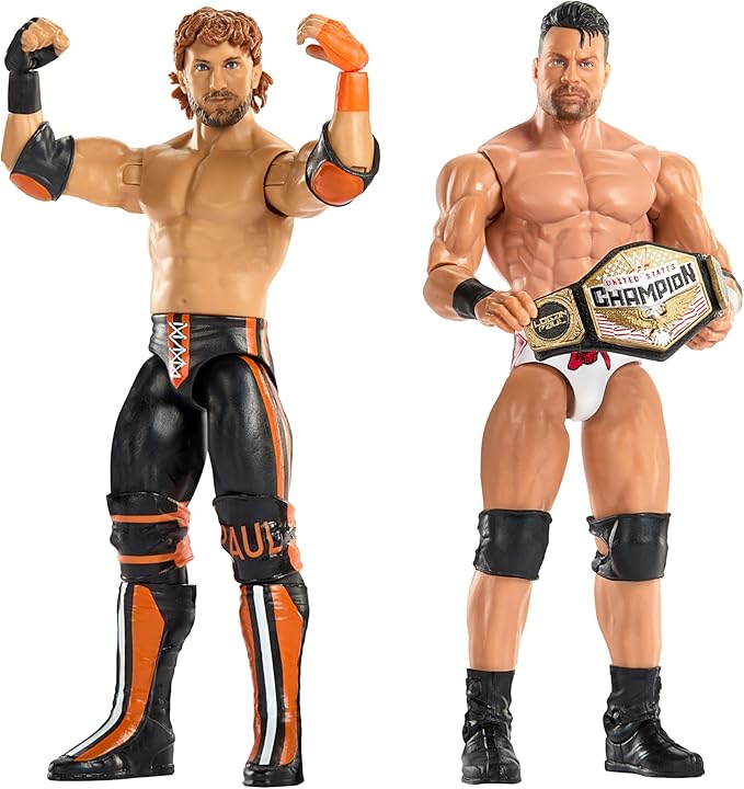 Mattel WWE Main Event Showdown Action Figures 2-Pack with Accessory, Series #24 LA Knight vs Logan Paul Collectible Set, 6-inch