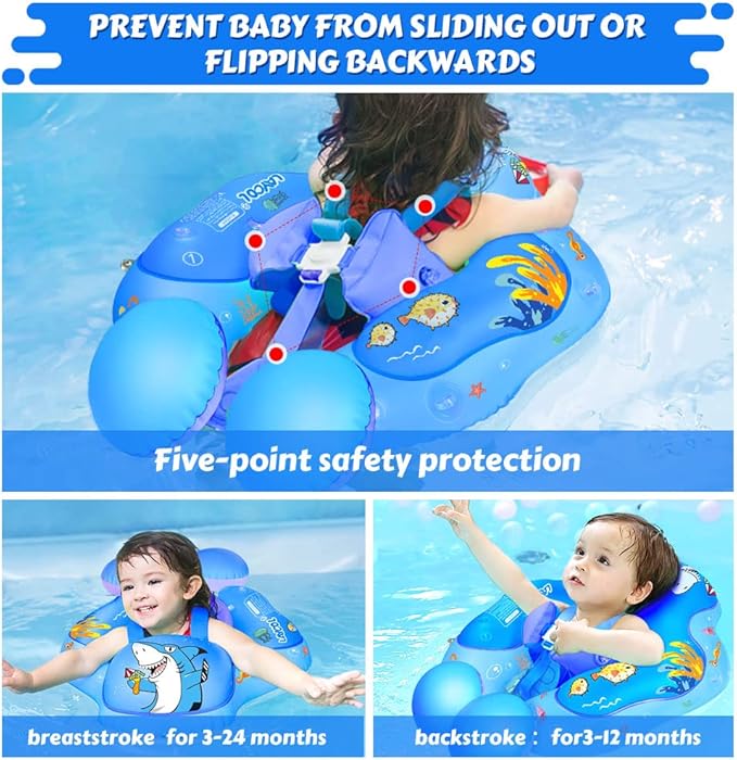 LAYCOL Baby Swimming Float with UPF50+ Sun Canopy Baby Floats for Pool No Flip Overbaby Pool for Baby Age of 3-36 Months