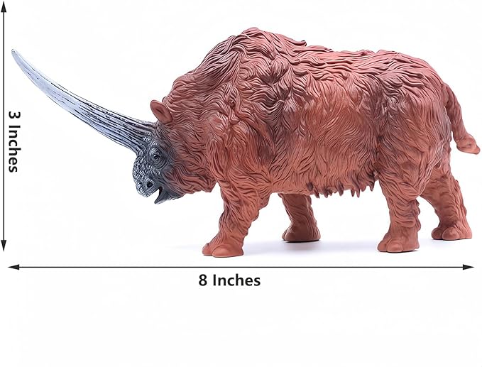 Gemini&Genius Ancient Rhino Action Figure Toy, Rhinoceros Toy Figurine Wild Animal Toy, Elasmotherium Animal Toy for Kids (Woolly Rhinoceros)