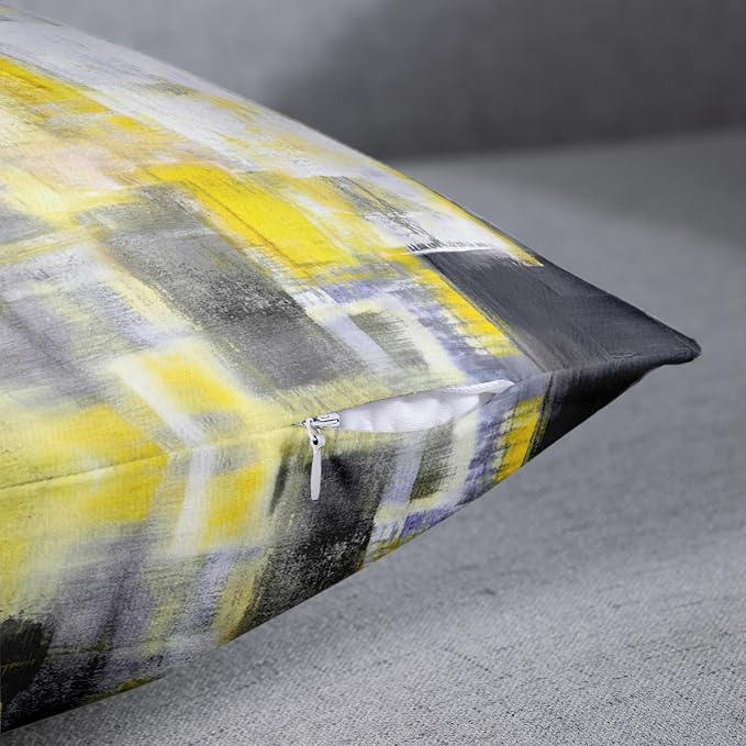 Emvency Throw Pillow Covers Set of 2, 20 x 20 Inch, Yellow White and Black | Abstract Modern Painting Outdoor Decorative Square Pillow Cases Couch Cushion Case for Couch Bed Sofa Living Room Home Decor