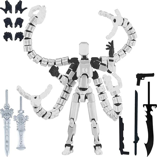 Assembly Completed T13 Action Figure,Dummy 13 T13 Action Figure Multi-Jointed Movable,Ultimate Desktop Decor for Lovers t-13 Movability 3D Printed Toys (White, 7.2in)