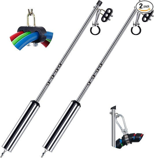 40” Swivel Pogo Stick for Semi Truck & Air Brake Line, Heavy Duty Stainless Steel with Clamp, 3 Hole Clamp, Lock Screw - 2Pcs