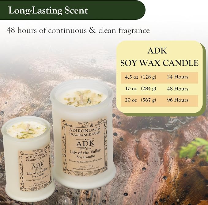 Adirondack Fragrance & Flavor Farm Lily of The Valley Scented Candle 10 Oz | Proudly Poured in The USA, Natural Aromatherapy Wax for Relaxation, Home Décor, Kitchen, Gift and Living Spaces