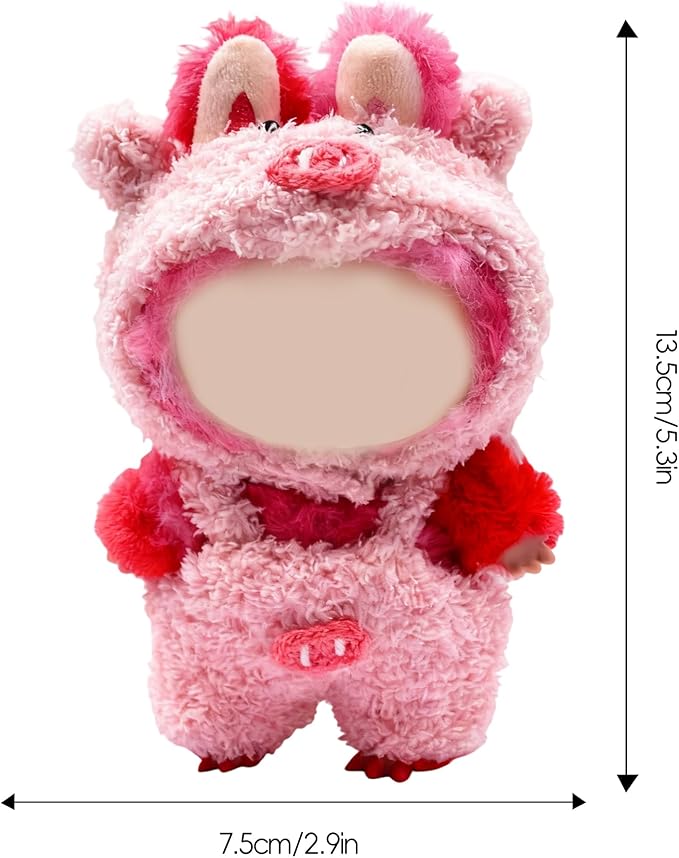 17cm Doll Clothes, Bear Outfits for Clothes Set, Premium Fashion Dolls Keychain Accessories, Faking Animal Style Outfit Jumpsuit (Zhu)