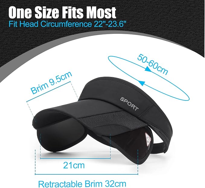2 Pack Sun Golf Visor Hats for Women, Adjustable Retractable Brim Golf Cap Beach Hats for Women