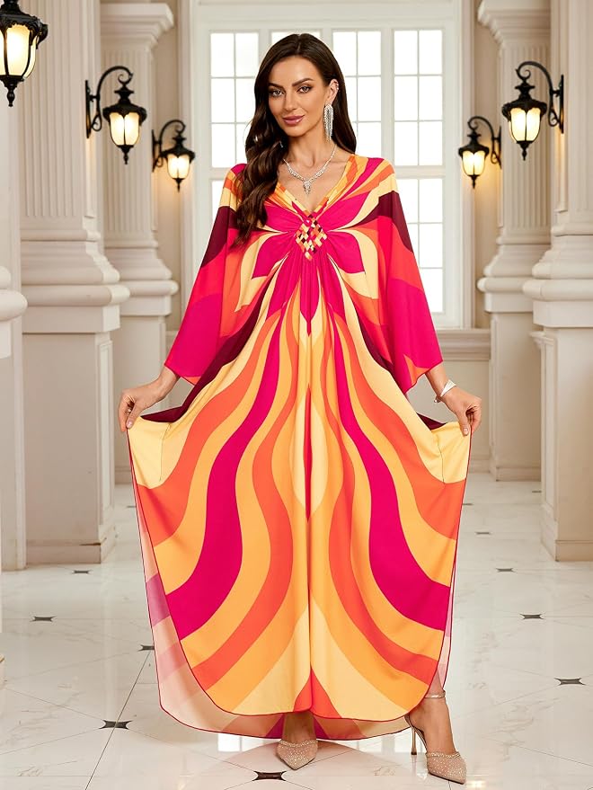 Mumu Dresses for Women Plus Size, Bohemian Kaftan Beach Cover Up Long Maxi Nightgown Soft Loungewear