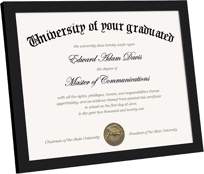 upsimples Certificate Frame, 8.5 by 11 Glass Diploma Frames, 5 Pack, Black | Displays 8.5x11 Document and Degree, Graduation Gift for Wall or Tabletop Decor, High-definition Glass