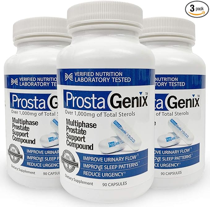 ProstaGenix Multiphase Prostate Supplement Capsule - 3 Bottles - Over 1 Million Sold - End Nighttime Bathroom Trips, Urgency, Frequent Urination.