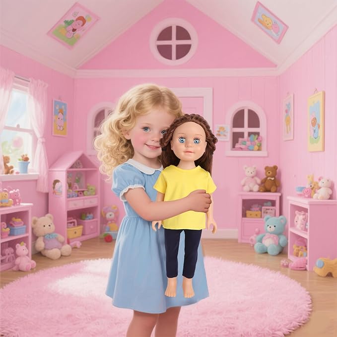 5-Piece Yellow T-Shirts for 17-18 Inch Dolls | Plain Short Sleeve Tees for DIY Customization