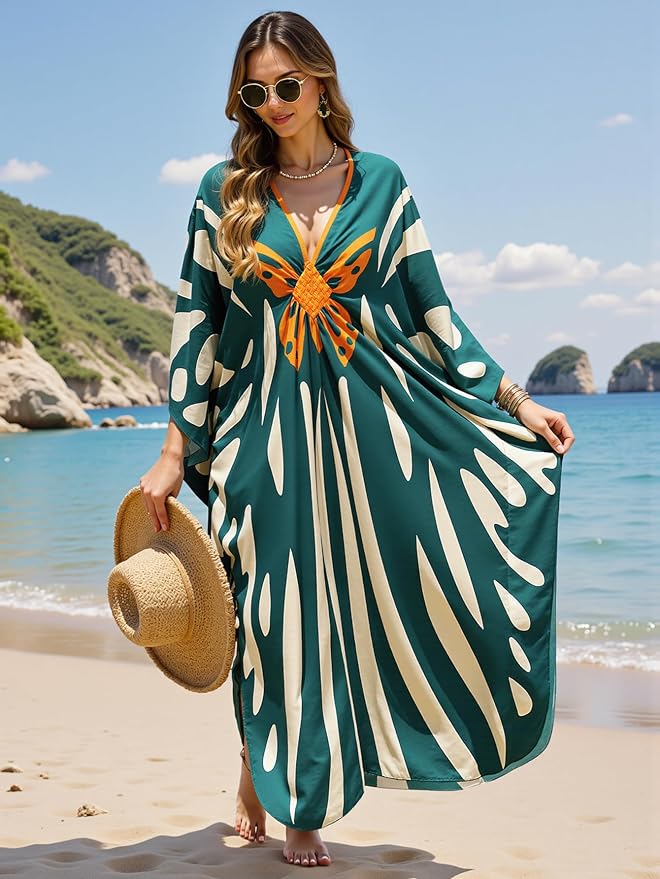 Mumu Dresses for Women Plus Size, Bohemian Kaftan Beach Cover Up Long Maxi Nightgown Soft Loungewear