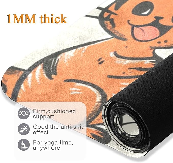 Comic Naughty Cats Yoga Mat for Home Workout Fitness Mat for Women Non Slip Exercise Mats with Storage Bag