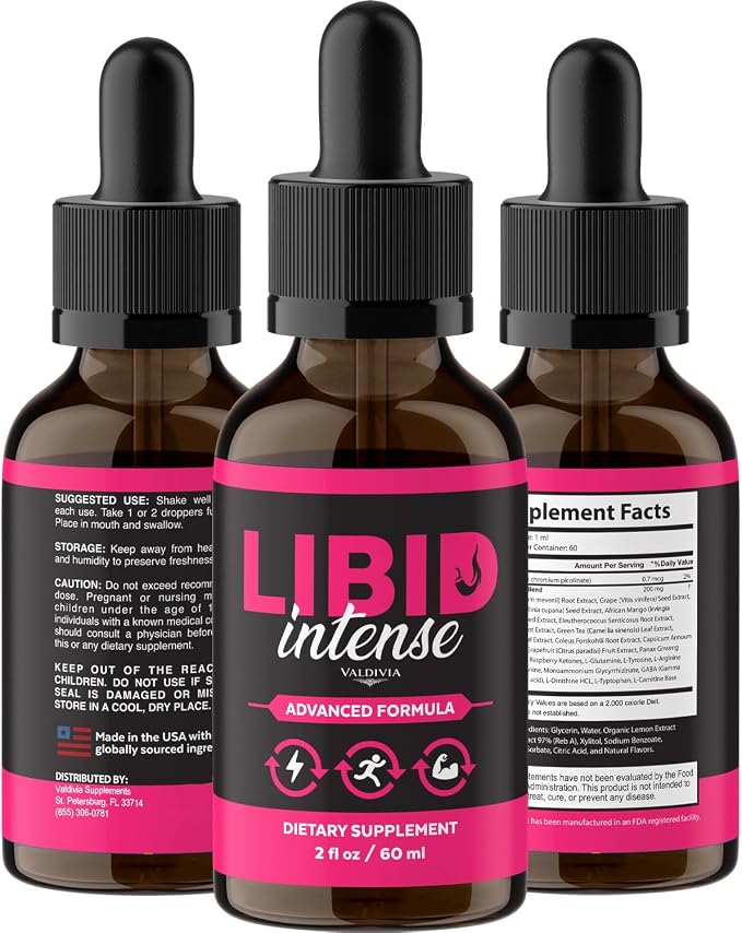 Libid Intense Drops - Official LibidIntense Advanced Liquid Supplement Drop Premium Formula - Maximum Strength, All Natural Vitamins Support for Overall Health & Wellness - 1 Bottle for 1 Month