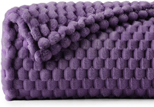 BEDELITE Purple Twin Blanket for Couch, Soft Cozy Gifts for Women, 60 * 80 | 3D Jacquard Decorative Fleece Blanket, Super Soft Plush Throws, Cute Birthday Gift for Women & Men, Suitable for All Seasons