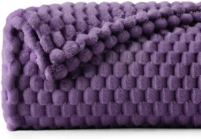 BEDELITE Purple Throw Blanket for Couch, Soft Cozy Gifts for Women, 50 * 60 | 3D Jacquard Decorative Fleece Blanket, Super Soft Plush Throws, Cute Birthday Gift for Women & Men, Suitable for All Seasons