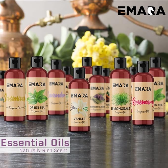 EMARA All Natural Herbal Vanilla Essential Oil for Diffusers, Skin Care, Aromatherapy Fragrance Oil, Organic Therapeutic Grade 15 mL (1/2 fl oz)