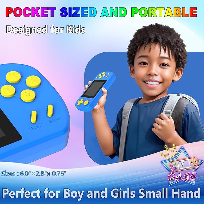 Handheld Games for Kids Built-in 218 Video Games, Portable Kids Travel Toys for Ages 4-13 with Rechargeable Battery 3.0" HD Screen, Mini Gaming Player Birthday Gifts for Boys Girls (Blue)