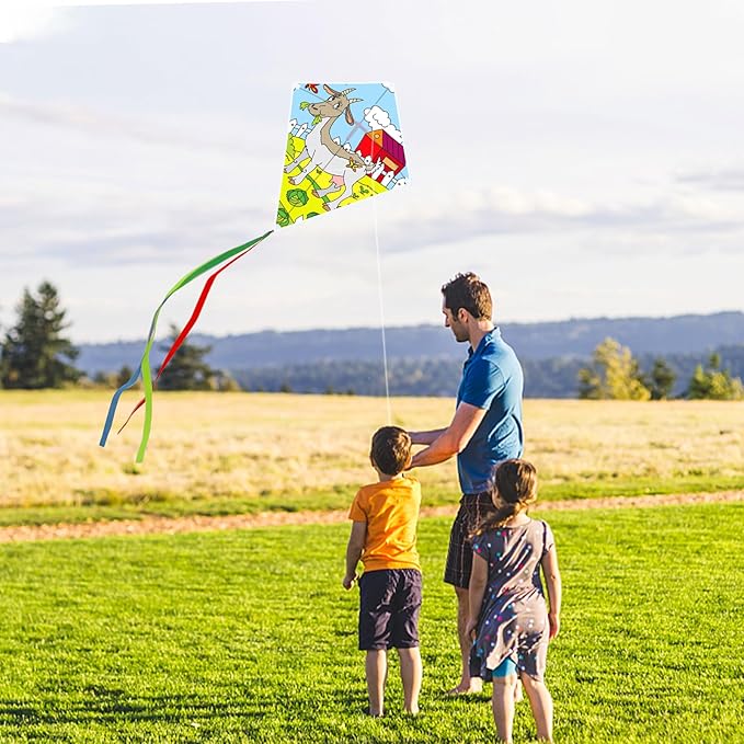 Mototo 24 Pack DIY Blank Kite Bulk White Beach Kite Making Kit Decorating Coloring Painting with 24 Packs Watercolor Pens and 164 feet String for Adults Kids Outdoor Park Beach Grassland Activities