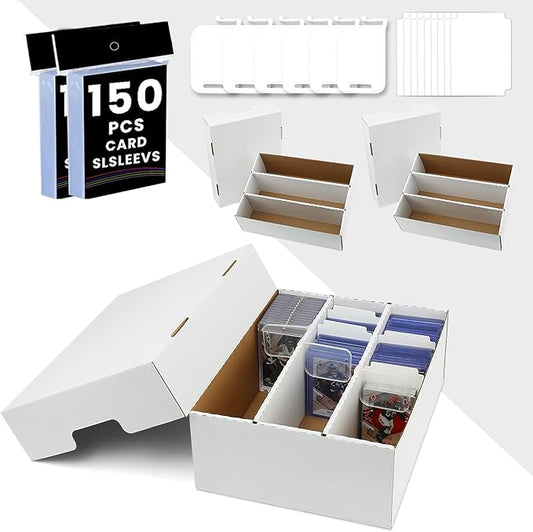 3-Row Trading Card Storage Box With Dedicated Card Supporters, PKMN Card Storage Box With 10 Dividers,Case Box Fit for 35pt Magnetic Card Holders,toploaders,Adjustable partition space (3PACK-3Row)