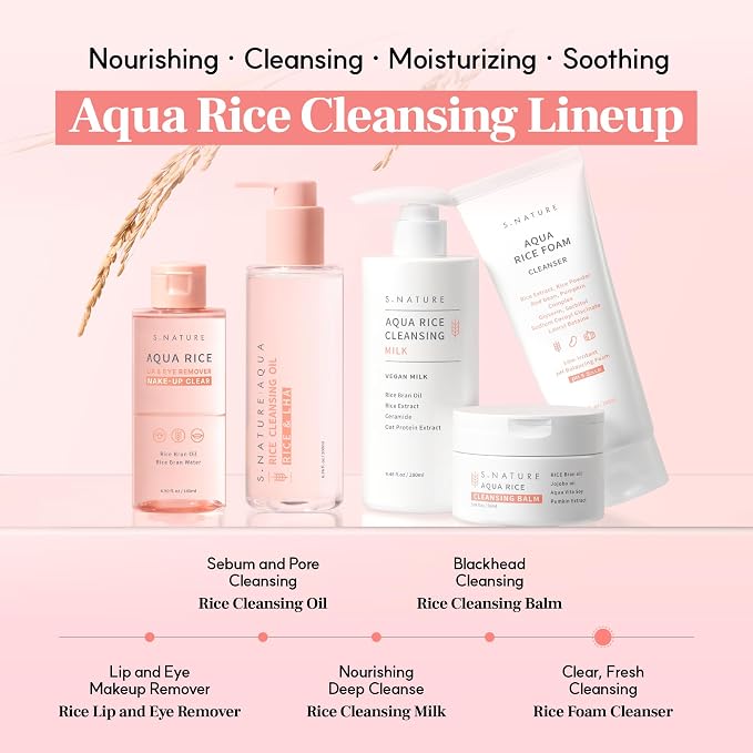 S.NATURE AQUA RICE FOAM CLEANSER | Facial Cleanser, Rice Extract Rice Powder Cleanser with Mild Cleansing, Glycerin,Vegan, Face Wash, Korean Skincareㅣ 160ml 5.4 Fl Oz