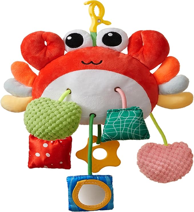 Choco Bear Baby Car Seat Toy, Baby Toys 0-6 Months 0-3-6-12 Months Newborn Toys,Infant Sensory Toy with Rattles & Mirror,Stroller Toys Hanging Toy for Crib, Babies CarSeat Toy,Gift for Baby Boy Girl