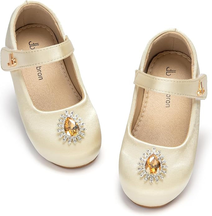 THEE BRON Mary Jane Ballet Flats - Girls' Dress Shoes with Hook & Loop Closure