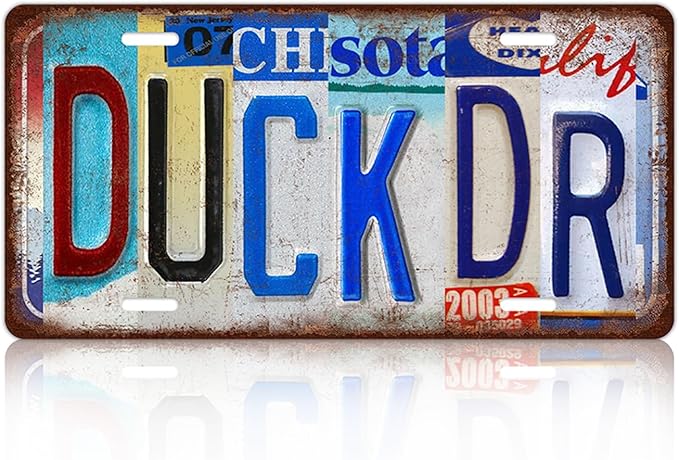 Vintage Duck Dr License Plate Wall Decor Bar Metal Tin Sign 12 x 6 Inches