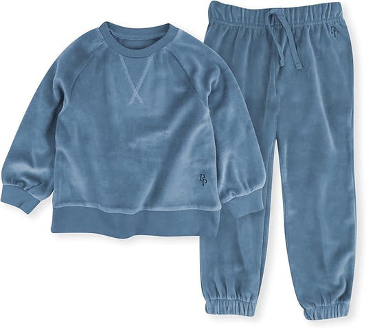 Cooper II People Packs - The Plush Organic Cotton Velour Sweatsuit, 2-Piece Top Pants Set, Baby and Toddler