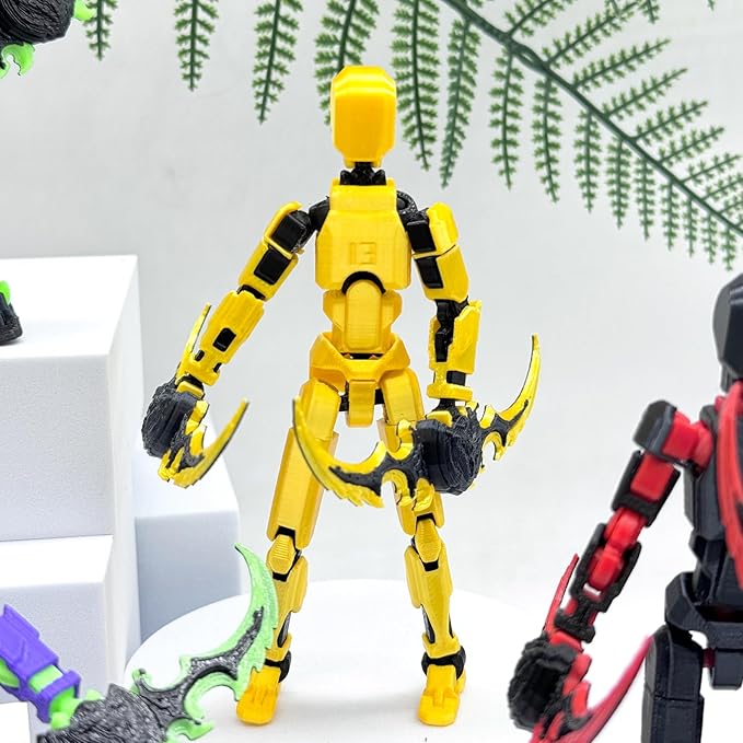 2 Packs T13 Action Figure Set (Assembly Completed) - Titan 13 Robot Movable, 3D Printed Articulated, Full Body Mechanical Doll - Christmas Birthday Gift for Kids Adult (G+P)