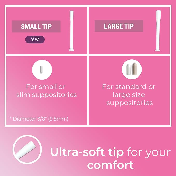 Natureland Personal Suppository Applicators for Women, Individually Wrapped Disposable Applicators with Silky Smooth Comfort Tip, Daily Intimate Care Tool (Large tip applicators, 40 Count (Pack of 1)) | Silky smooth comfort tip for clean gentle inserti...